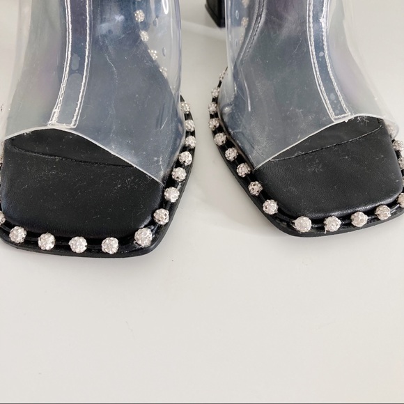 Steve Madden Neila Rhinestone Detail Clear Block Heel Dress Mules - Picture 9 of 13